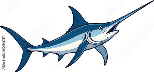 A dangerous great white shark swimming in the blue ocean, isolated on a white background, perfect for a marine life illustration vector