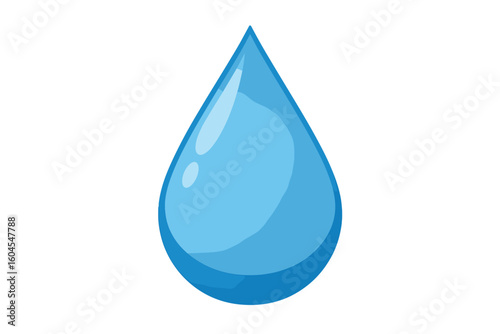 Water drop vector illustration isolated. Blue shiny droplet icon. Aqua liquid tear symbol. Freshness and purity concept. Clean rain teardrop. Glossy moisture graphic design.