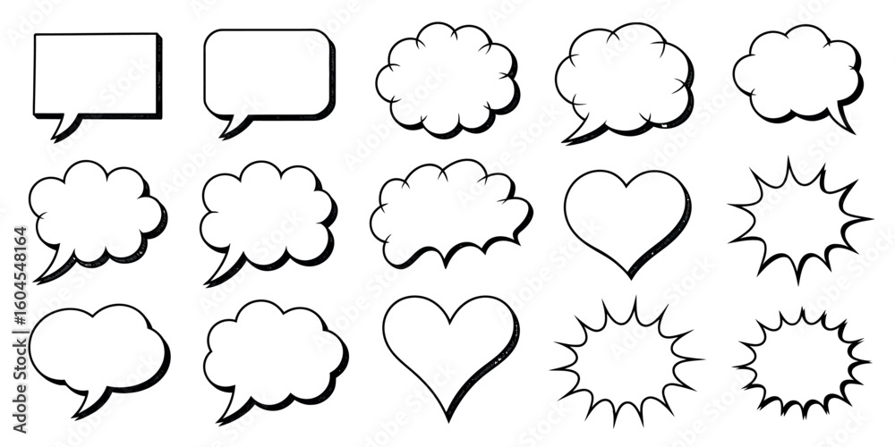 Fototapeta premium Hand Drawn Speech Bubbles Collection for Graphic Design Projects