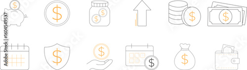 Minimal Finance and Money Icon Set 