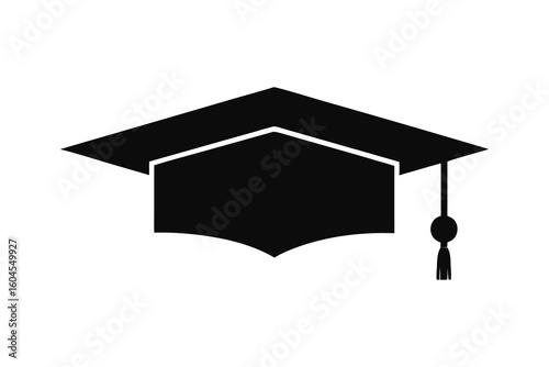 Black graduation cap isolated on white background celebrating academic achievements symbolizing knowledge and success for students and higher education prospects