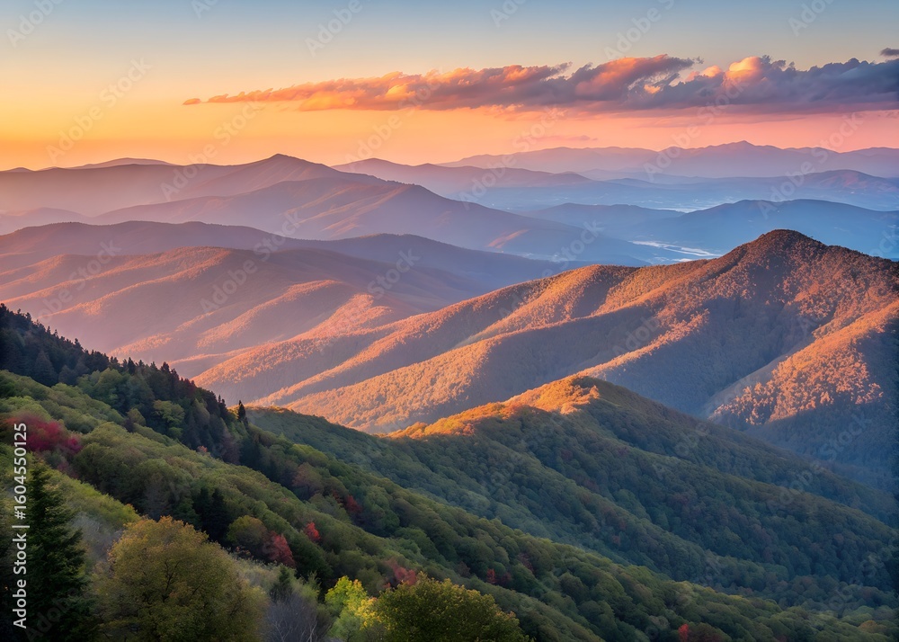 Naklejka premium Stunning Mountain Sunset Landscape Photography