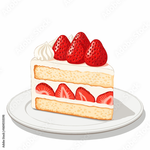 A mouthwatering slice of cake topped with chocolate, fresh strawberries, and mixed berries. Perfect for parties, celebrations, or special events. Great for posters, book covers, or online articles abo