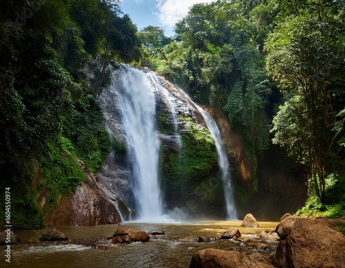 datanla waterfall situated close to a popular mountain town in southeast asia