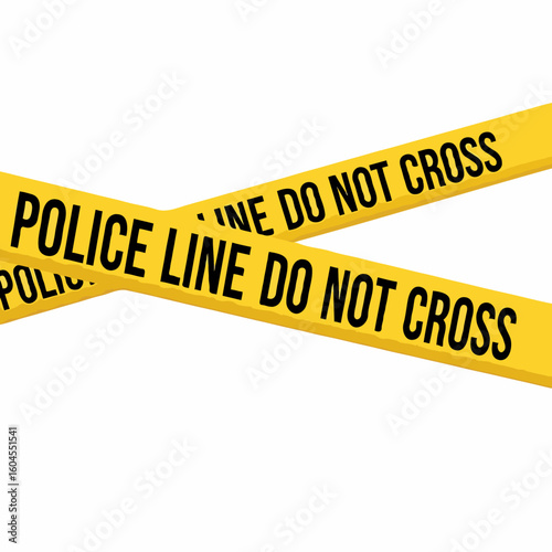 A police line with “Do Not Cross” tape blocking access to an area under police investigation. Used to secure crime scenes, accidents, or violence cases to prevent unauthorized entry and ensure safety