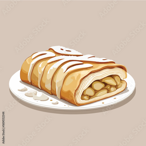 Flat Icon of Rolled Pastry Dessert