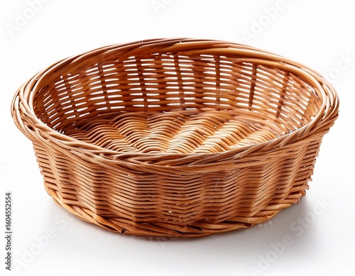 empty wicker basket isolated on white background