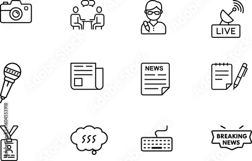 Journalism Essentials Line Icon Set