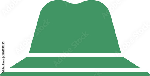 Flat style fedora hat icon in green color.