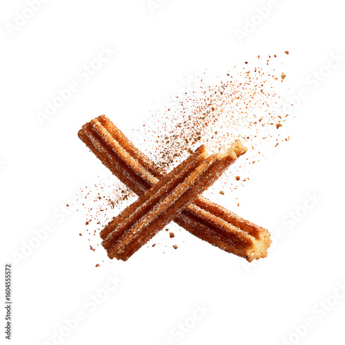 Delicious churros with cinnamon sugar on dark background, culinary masterpiece
