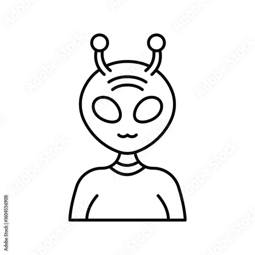 Alien Vector outline illustration style icon. EPS 10 file