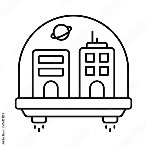 Space Colony  Vector outline illustration style icon. EPS 10 file