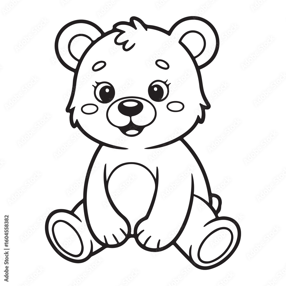Fototapeta premium Illustration of a cute cartoon bear sitting down upright
