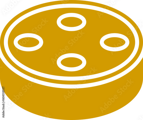 Flat style echo Dot icon in yellow and white color.