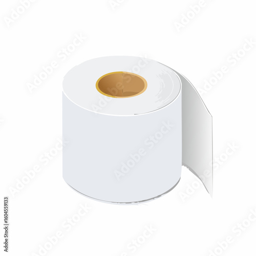 Toilet paper roll – White toilet paper roll unraveling slightly at the edge
