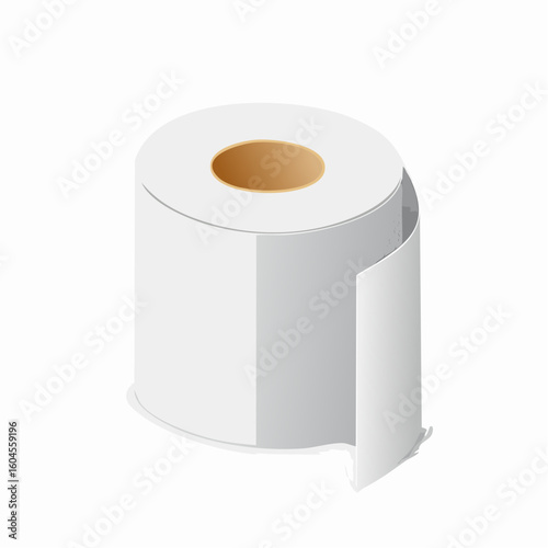 Toilet paper roll – White toilet paper roll unraveling slightly at the edge
