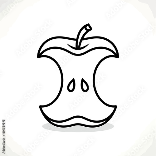 Apple Core Outline on White Background Minimalist Design Nutrition and Healthy Eating Concept Illustration Symbol for Food Waste