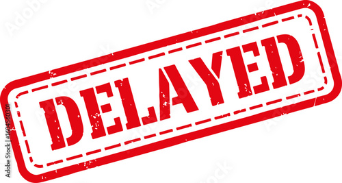 Red delayed rubber stamp on white background