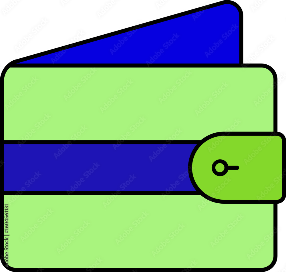 Flat style wallet icon in green and blue color. Flat style wallet icon in green and blue color.