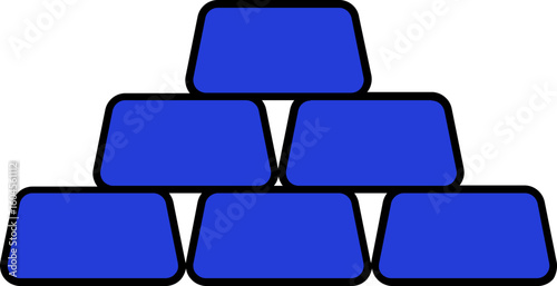 Flat style gold brick icon in blue color.