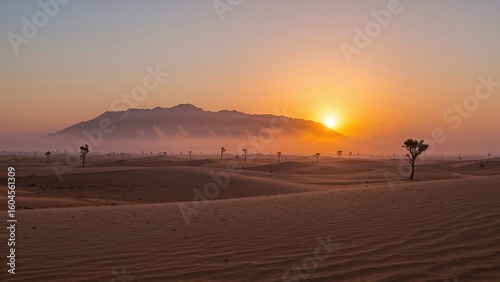 Fototapeta Naklejka Na Ścianę i Meble -  Breathtaking sunrise in sandy terrain