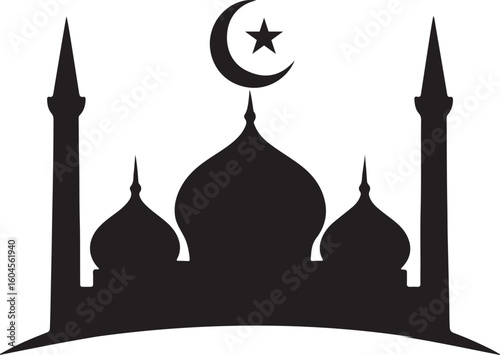 islamic mosque silhouette black vector