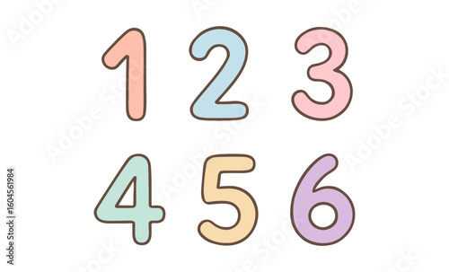 Colorful pastel numbers in hand-drawn style for creative designs