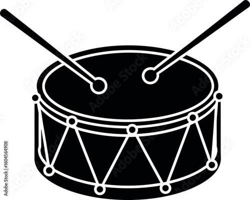 Silhouette of a Drum with Drumsticks