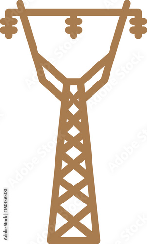 Flat style power transmission icon in brown line art.