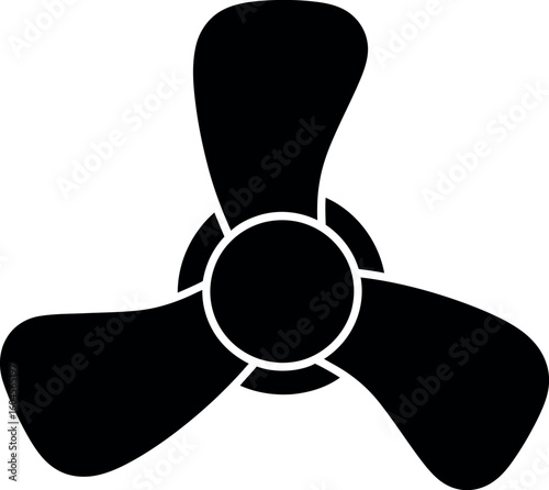 Fan Blade Icon - Black Silhouette