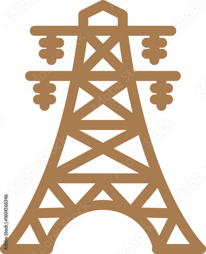 Flat style electric power icon in brown line art.