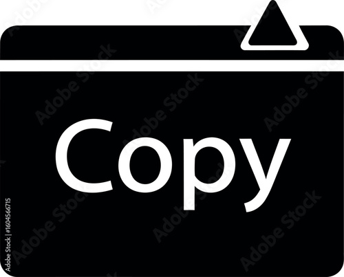 Black silhouette of a "Copy" button, concept of duplication, digital interface, data transfer, file copying