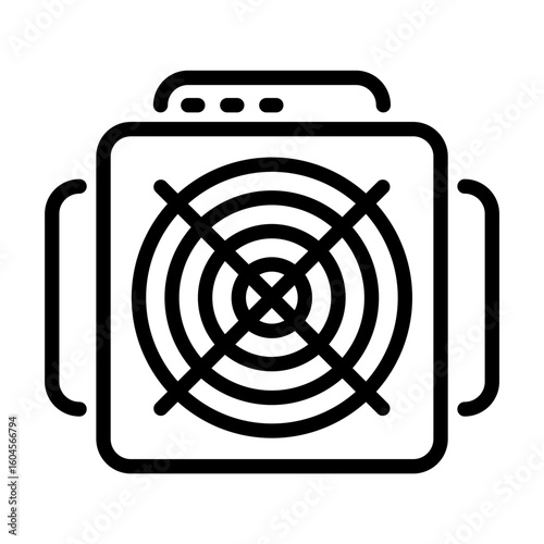 ASIC miner icon. Crypto mining icon. Line icon. Vector icon with editable stroke. Isolated on transparent background.
