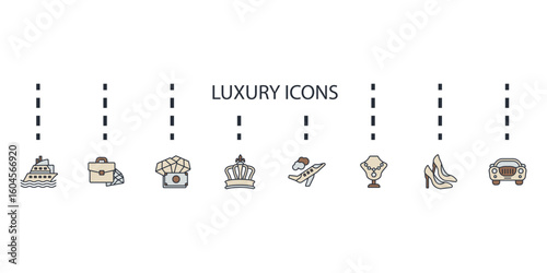 luxury icons set isolated on White Background Flat style design