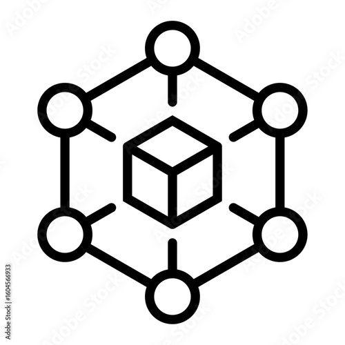 Blockchain node icon. Line icon. Vector icon with editable stroke. Isolated on transparent background.