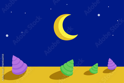 beach moonlight glowing shells