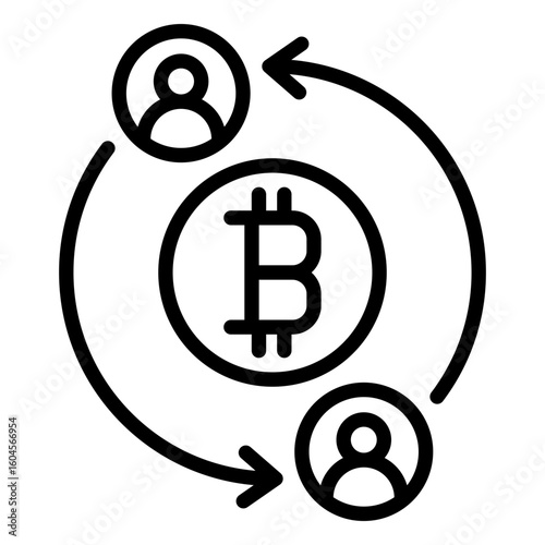 Peer-to-Peer (P2P) transaction icon. Line icon. Vector icon with editable stroke. Isolated on transparent background.