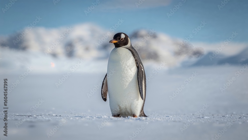 Obraz premium Antarctic Adelie penguin in its natural habitat