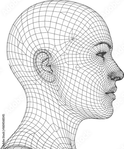 Wireframe head model for graphic design and animation projects digital art and technology concept art