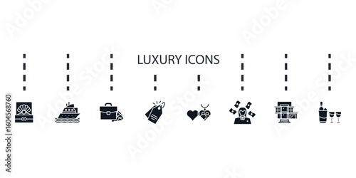 luxury icons set isolated on White Background Flat style design