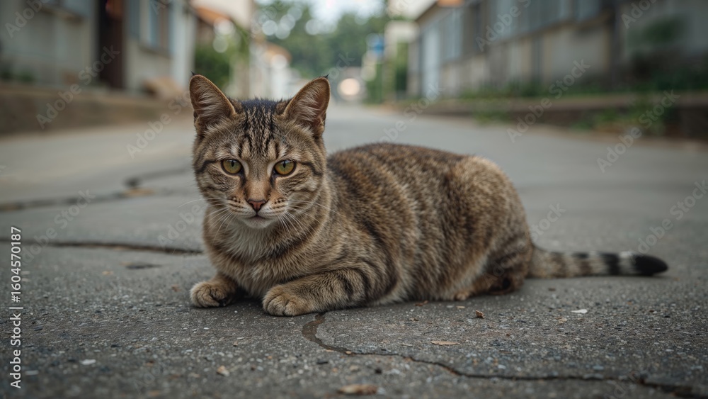 Naklejka premium A homeless cat roaming outdoors
