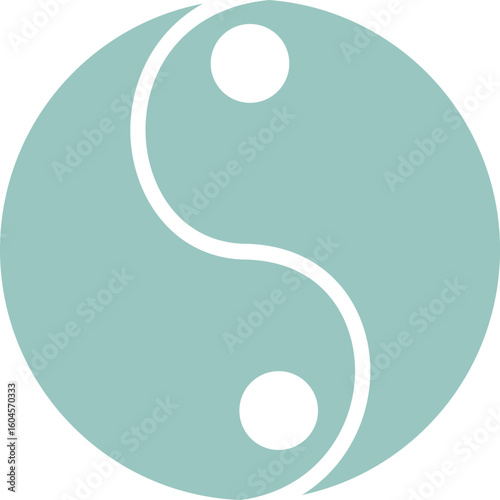 Flat style yin yang icon in teal color.