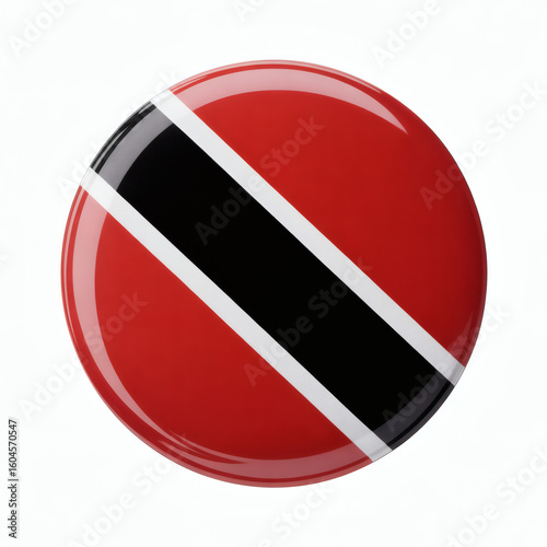 Circular flag design of Trinidad and Tobago with red, black and white colors on glossy button Free Download Circular flag design of Trinidad and Tobago with red, black and white colors on glossy button - GFXLoad