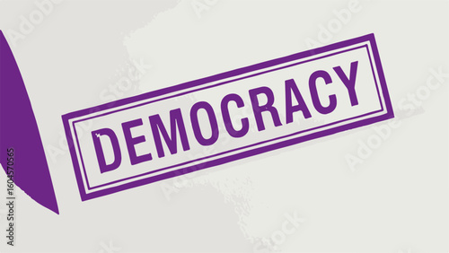 Democracy word in rectangular stamp on white paper for elections or political campaign