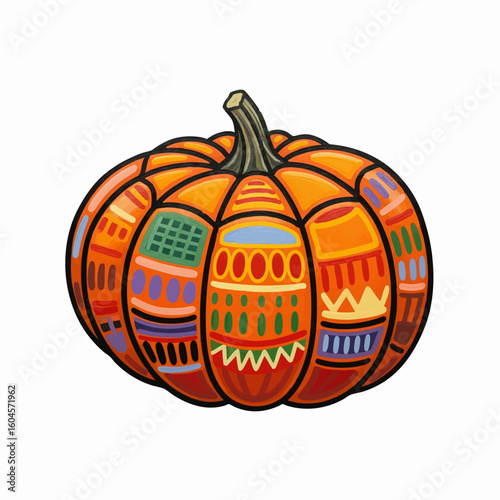 Folk Art Flattened Pumpkin
