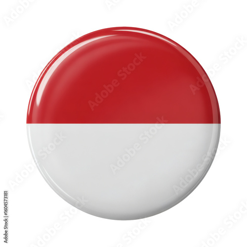 Circular badge showcases the Indonesian flag in red and white on a shiny button design Free Download Circular badge showcases the Indonesian flag in red and white on a shiny button design - GFXLoad