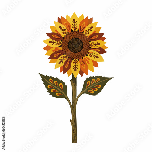 Folk Art Simple Sunflower