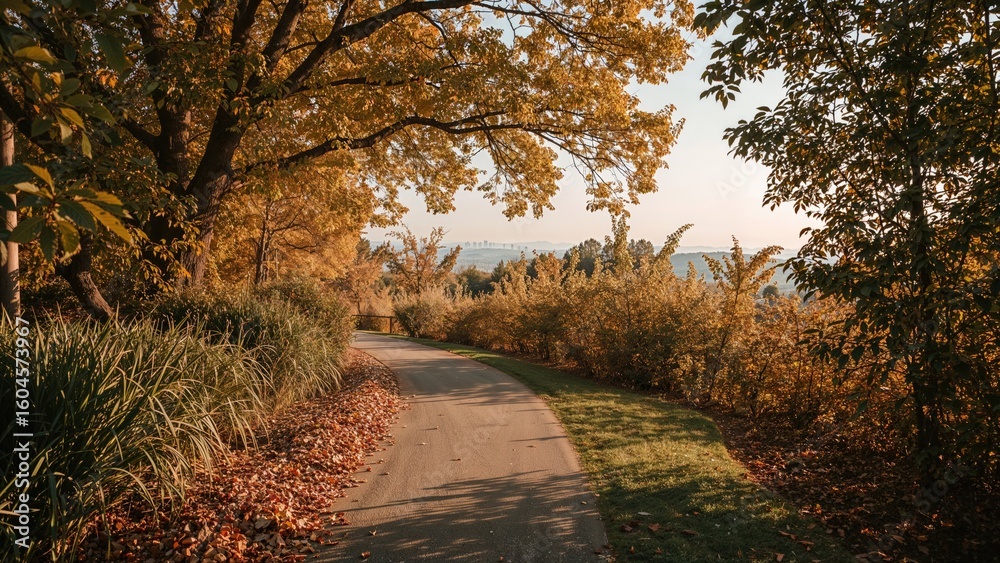 Obraz premium A scenic path during autumn