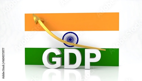 Indian flag with a declining GDP arrow