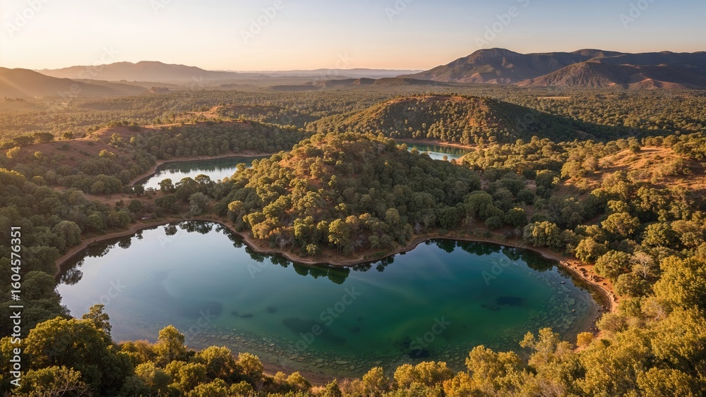 Fototapeta premium Stunning Scenery Among Wild Shrublands and Water Reservoirs